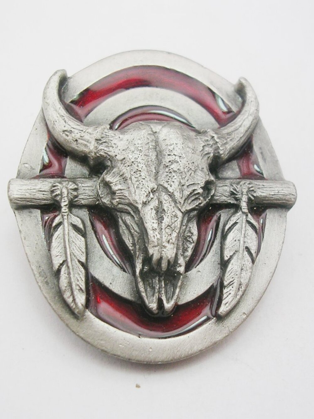 Vintage Siskiyou Buckle Co Bolo Tie Front Bullseye Steer Skull 1987